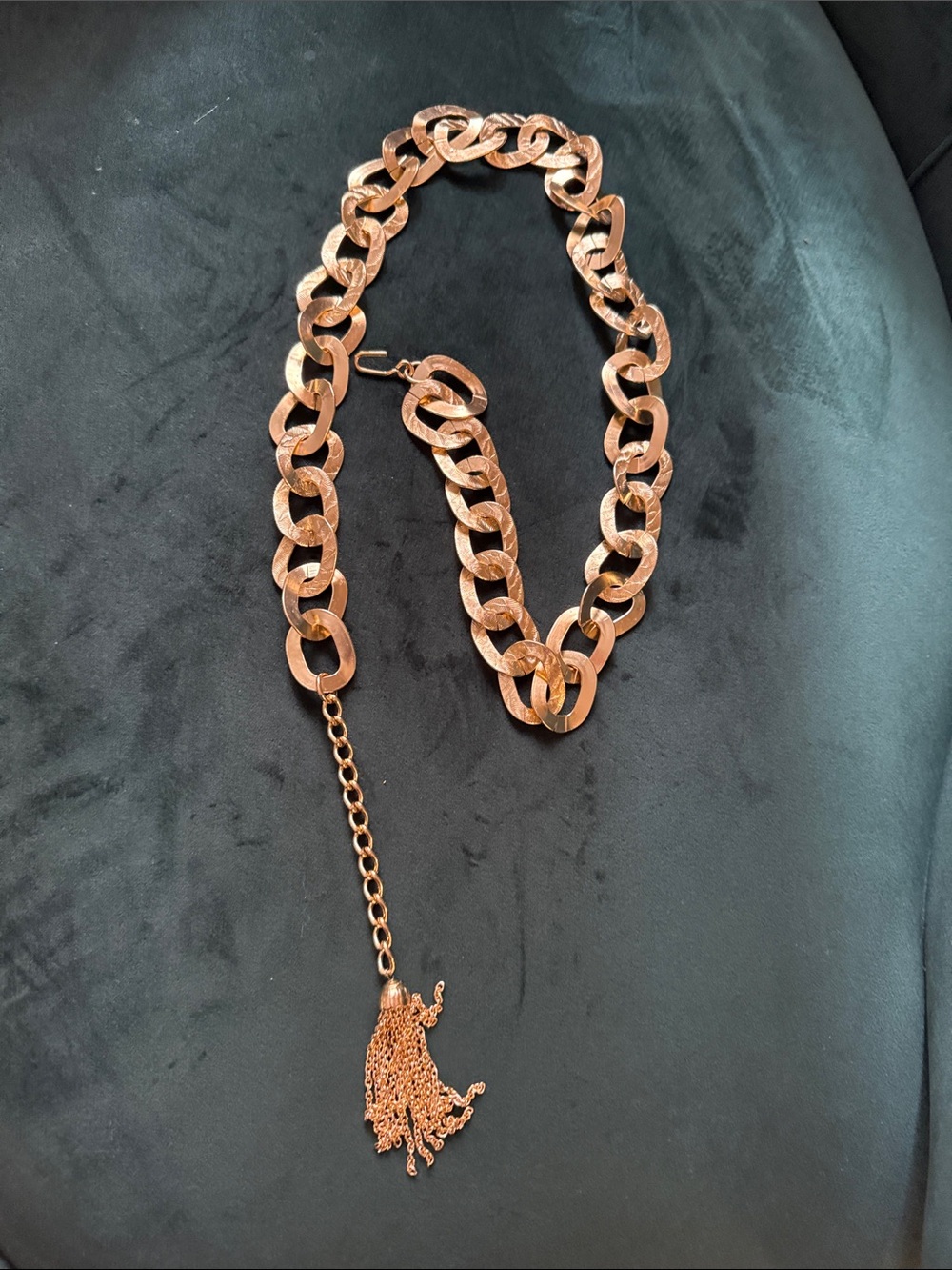Women's Rose Gold Link Chain Tassel Belt Necklace